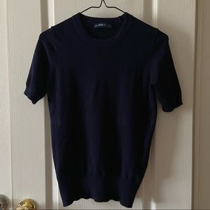 zara knit navy blue blouse